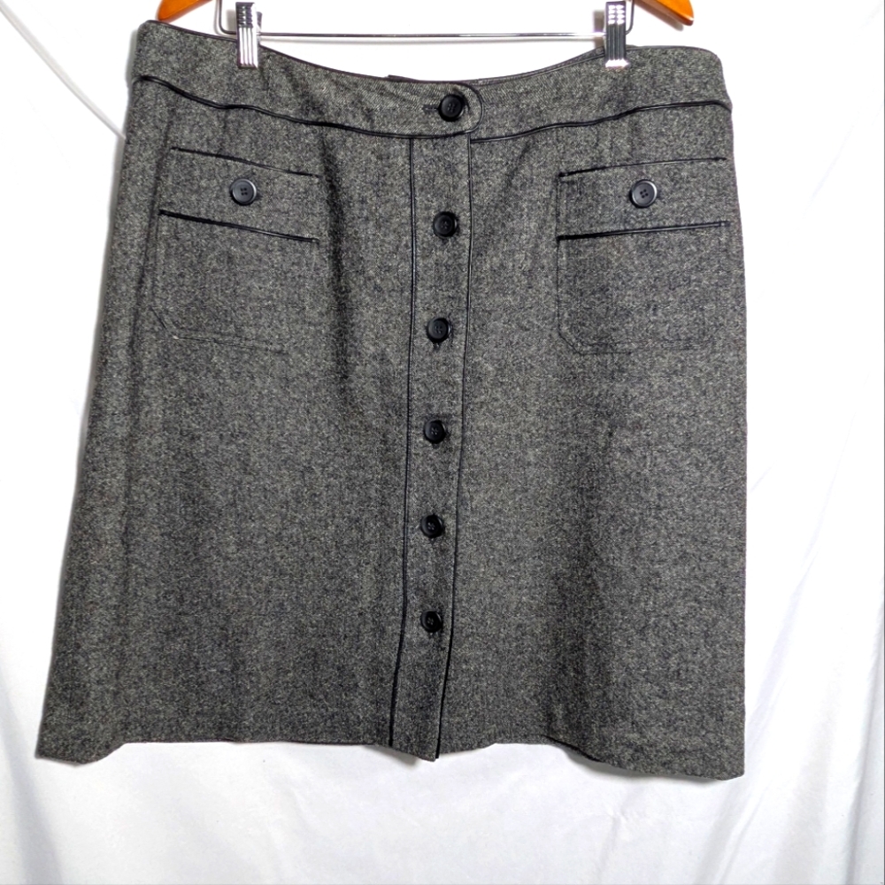 Women's Talbots Vintage A-line Silk/Wool Blend Heathered Gray Midi Skirt, Sz 18W